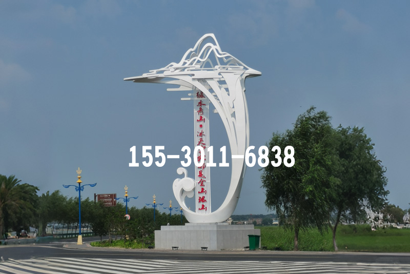 不锈钢飘带雕塑实景展示
